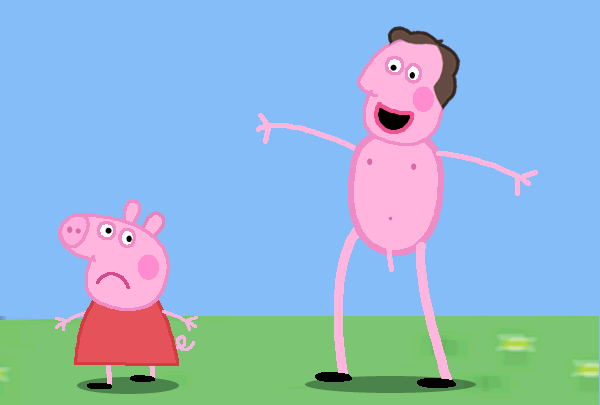 Naked David Cameron chasing Peppa Pig